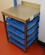 1 x Stainless Steel Commercial Counter Table Unit with Pint Pot Trays - H79 x W59 x D60 cms - Ref