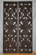 4 x Rectangular Handcrafted Thai Wood Carving Panels - Solid Wood - Ideal For Using as Window Panels