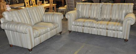 1 x Duresta Lewis Striped 3 Seater & 2 Seater Sofa Suite – Comes with Luxurious Goose Feather