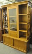 1 x Teak Finish Milton Buffet & Hutch Display Unit – RRP £299.00 - 1 Glass Fronted Door with 2