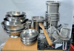 Job Lot Of Kitchen Equipment –  40+ Items Included - Includes Knives, Whisk, Drainers & Mini