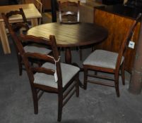 1 x Solid Oak Round Pedestal Mounted Table Set – £2,249.00 - Comes with 4 Oak Frame Chairs – Ex