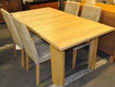 1 x Natural Oak Table Set with Flip Top Extension - RRP £999.00 - Accompanied With 4 Chairs in