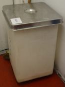 1 x Mobile Rice Storage Bin With Stainless Steel Lid and Castor Wheels - H75 x W45 x D45 cms - CL105