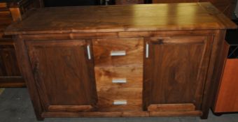 1 x Walnut 2 Door 3 Drawer Sideboard – 2 Door Enclosed Shelves – Ex Display – Dimensions :