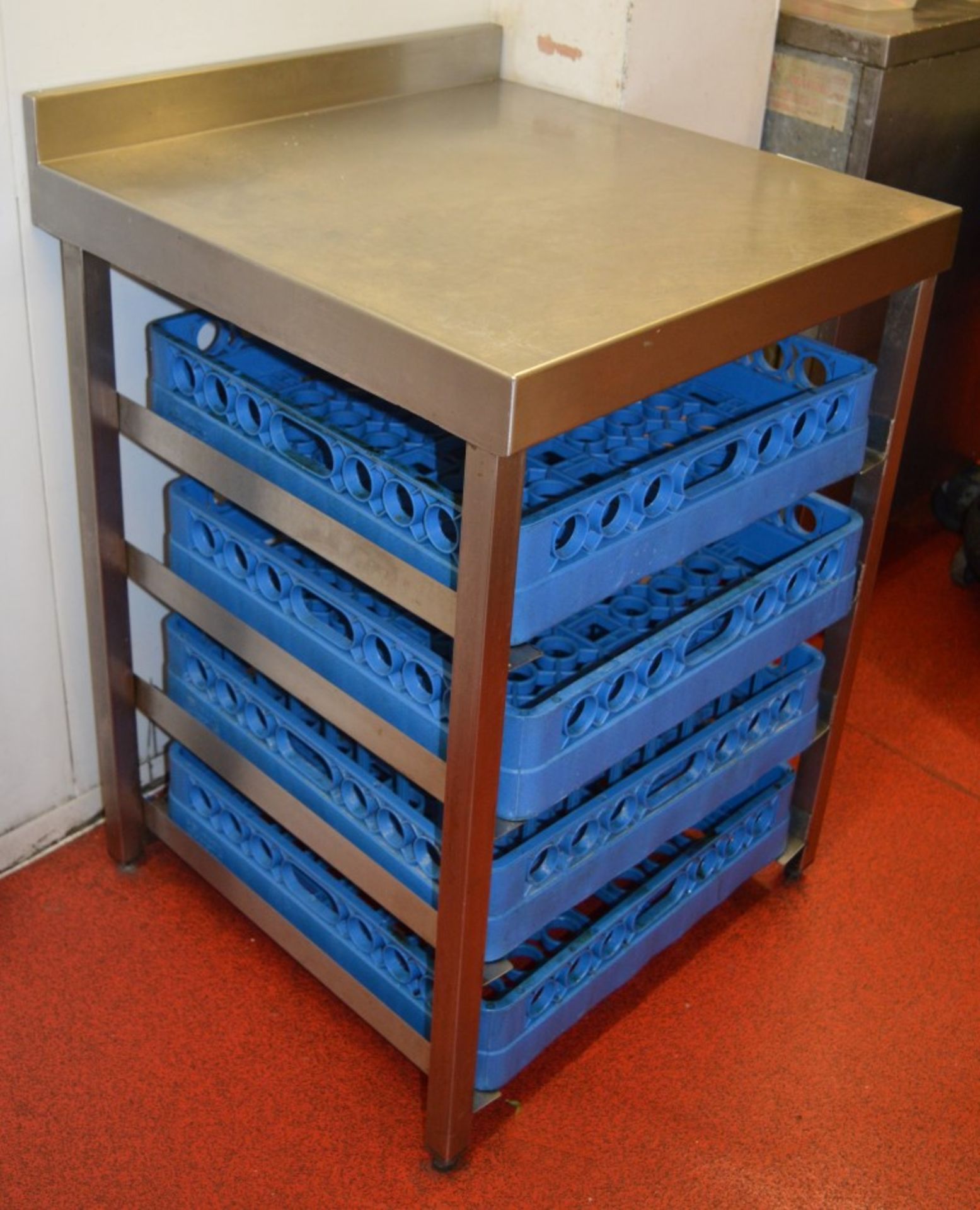 1 x Stainless Steel Commercial Counter Table Unit with Pint Pot Trays - H79 x W59 x D60 cms - Ref - Image 2 of 2