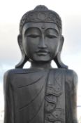 1 x Large Carved Wooden Freestanding Thai Buddha Statue – Over 6ft Tall (203cm) – Colour: Black –