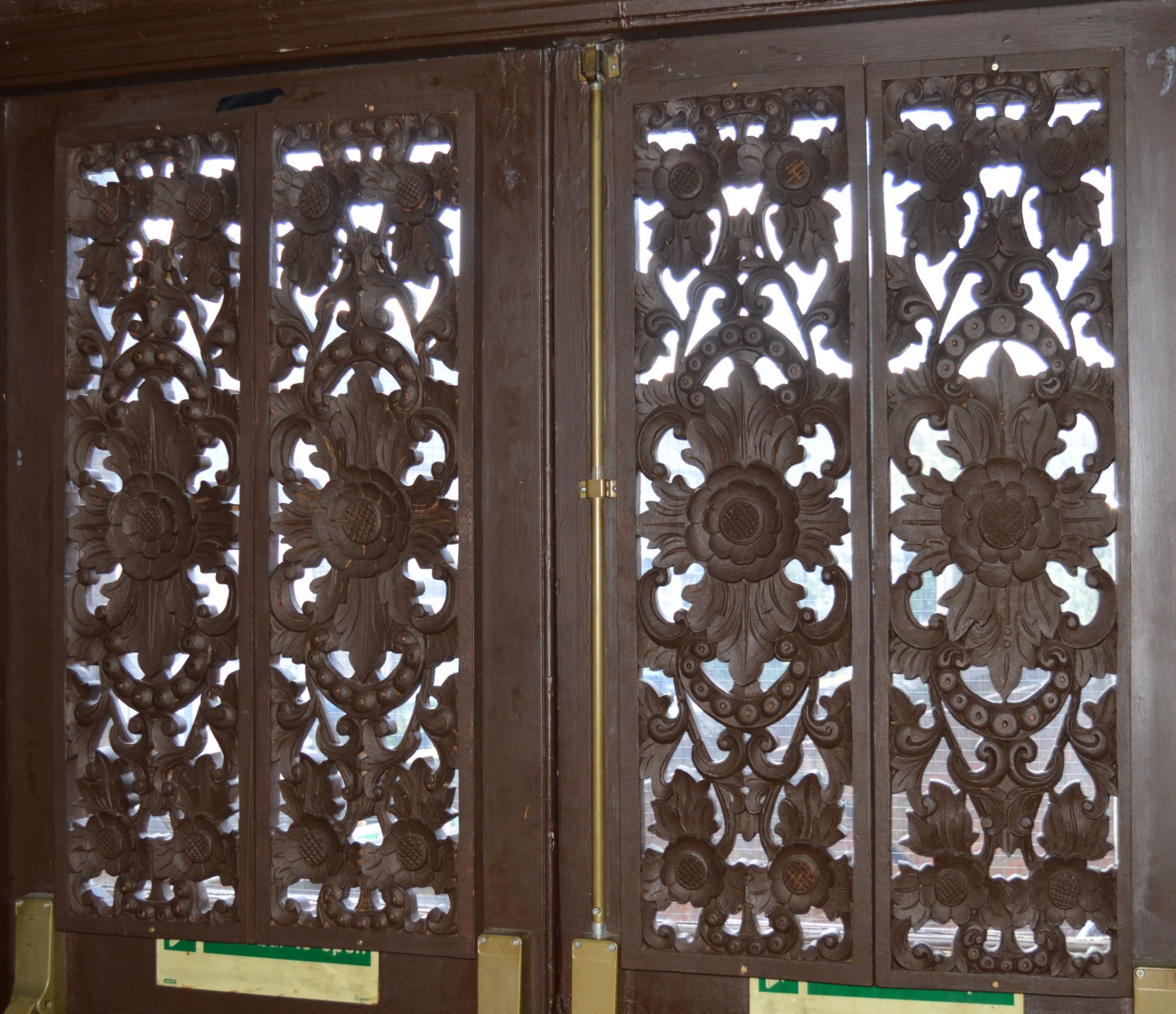 4 x Rectangular Handcrafted Thai Wood Carving Panels - Solid Wood - Ideal For Using as Window Panels - Image 2 of 6