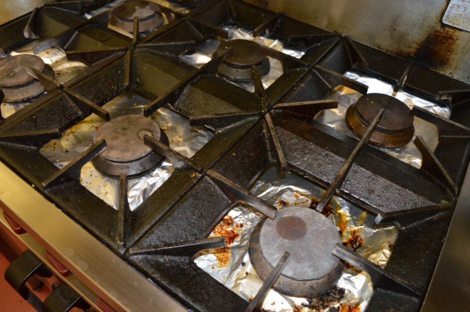 1 x Falcon 6 Burner Commercial Gas Cooker and Oven - Stainless Steel Commercial Kitchen - Image 6 of 6