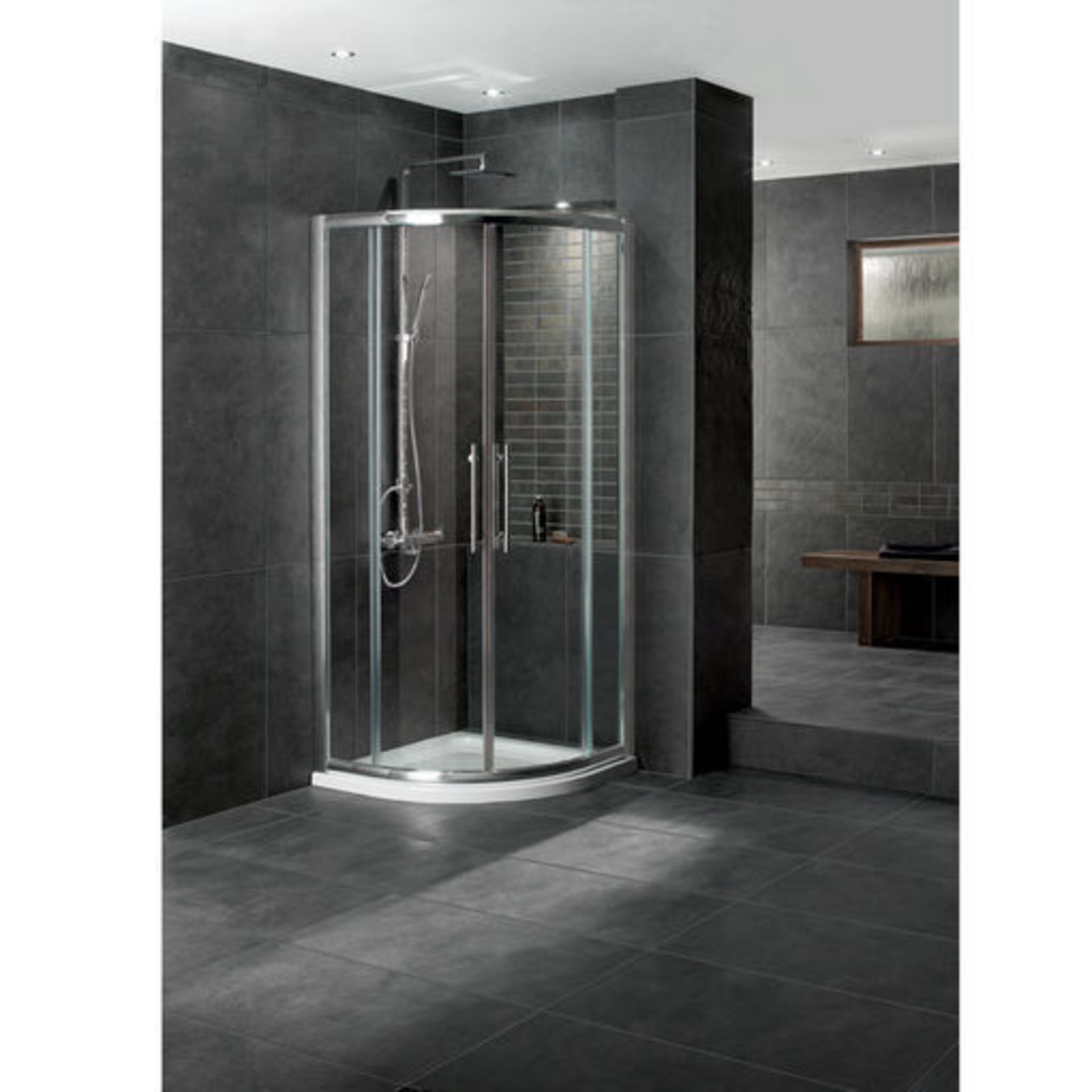 1 x Aqua Lotus 800mm Double Door Quad Shower Enclosure - Polished Chrome Finish - Chrome on Brass