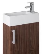 1 x Vogue Juno 500mm Wall Hung Walnut Bathroom Vanity Unit With Heavy Resin Composite Sink Basin -