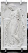 1 x Large Wall-Mounted Bas-Relief Sculpture – Young Female Figure Cast In A Stone Effect Resin –