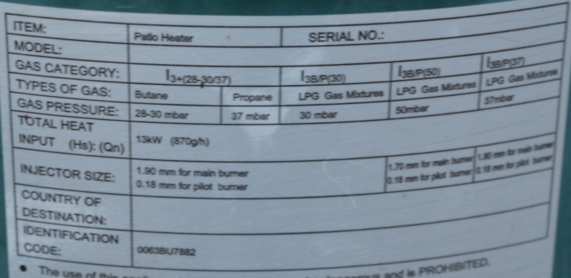 1 x Outdoor Patio Gas Heater - 13kW Heat Input - Height 230 cms - CL105 - Location: Bolton BL1 - Image 5 of 7