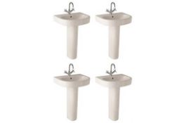 4 x Vogue Bathrooms COSMOS Single Tap Hole SINK BASINS With Pedestals - 600mm Width - Product Code