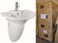 Pallet Lot TWENTY (20) Vogue Bathrooms TARIFA Single Tap Hole Wall Hung Bathroom SINK BASINS with