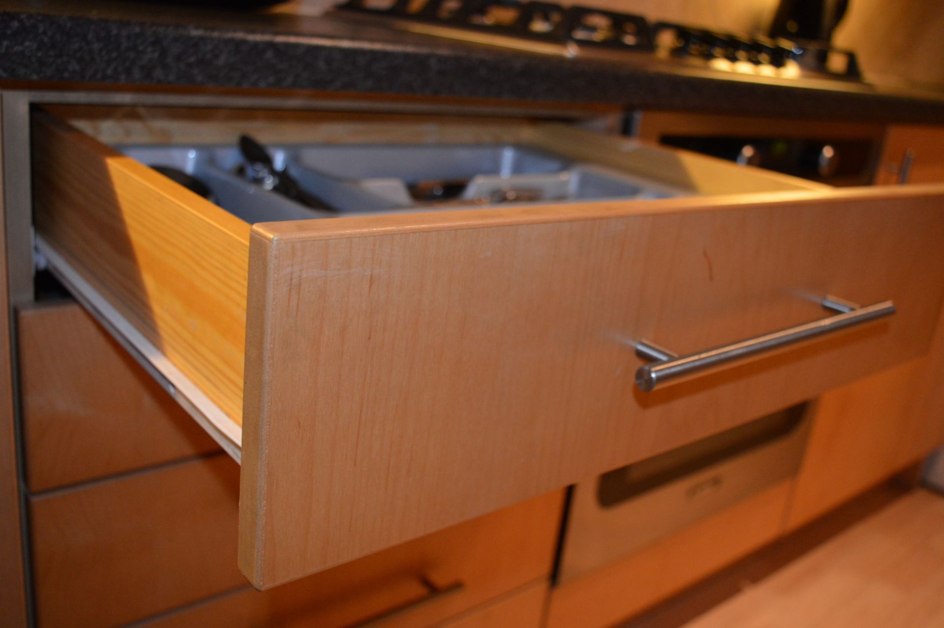 1 x Manor Cabinet Company Fitted Kitchen - Contemporary Beech Finish With Black Worktops and - Image 43 of 47