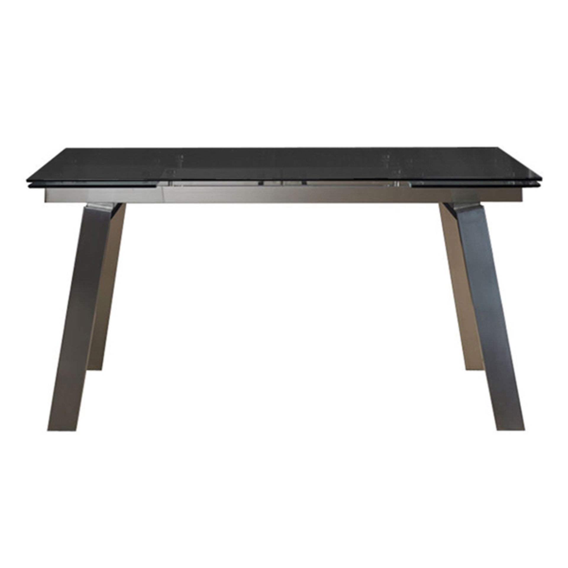 1 x Mark Webster New Genoa Extending Dining Table and Six High Back Chairs - Black Glass, Angled - Image 2 of 4