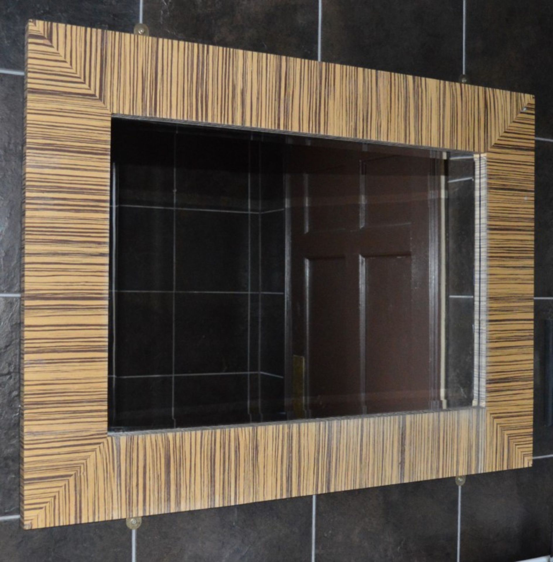1 x Zebrano Bevelled Glass Wall Mirror - Contemporary Design - Perfect For The Home or Nightclub -