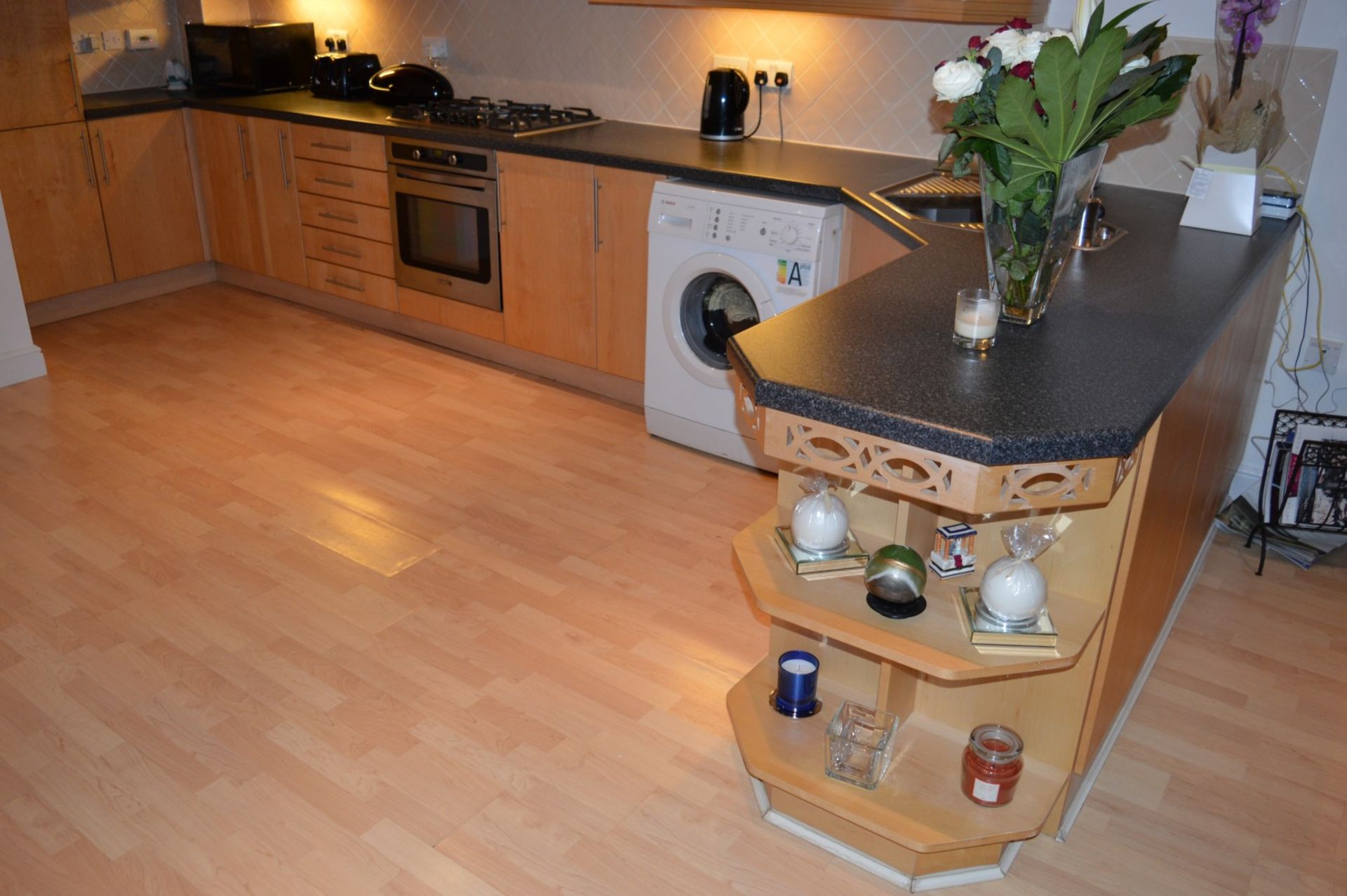 1 x Manor Cabinet Company Fitted Kitchen - Contemporary Beech Finish With Black Worktops and - Image 3 of 47