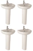 4 x Vogue Bathrooms BIJOU Single Tap SINK BASINS With Full Pedestals - Vogue Bathrooms - 51cm