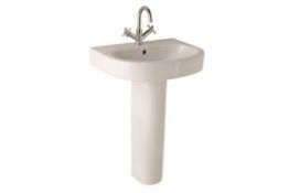 1 x Vogue Bathrooms COSMOS Single Tap Hole SINK BASIN With Pedestal - 600mm Width - Product Code