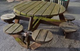 1 x Outdoor Picnic Pub Bench - Designed For 8 People To Be Sat Around a Circular Table - Ideal For