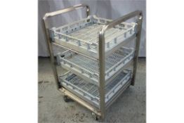1 x Stainless Steel Pint Glass Pot Collector Trolly - 3 Tier Trolley With Removable Trays, Drip Tray