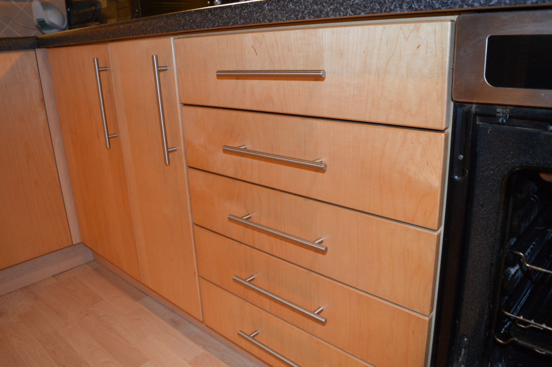 1 x Manor Cabinet Company Fitted Kitchen - Contemporary Beech Finish With Black Worktops and - Image 22 of 47