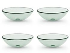 4 x Vogue Bathrooms TEFELI Clear Glass 420mm Wash Bowl - 15mm Thick - Perfect For The Modern