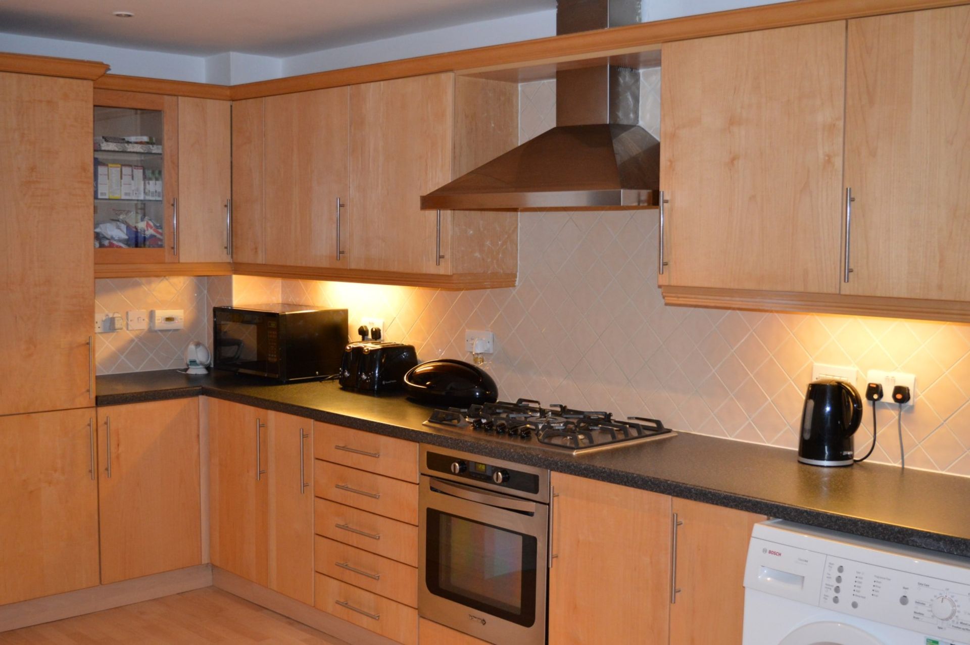 1 x Manor Cabinet Company Fitted Kitchen - Contemporary Beech Finish With Black Worktops and - Image 2 of 47