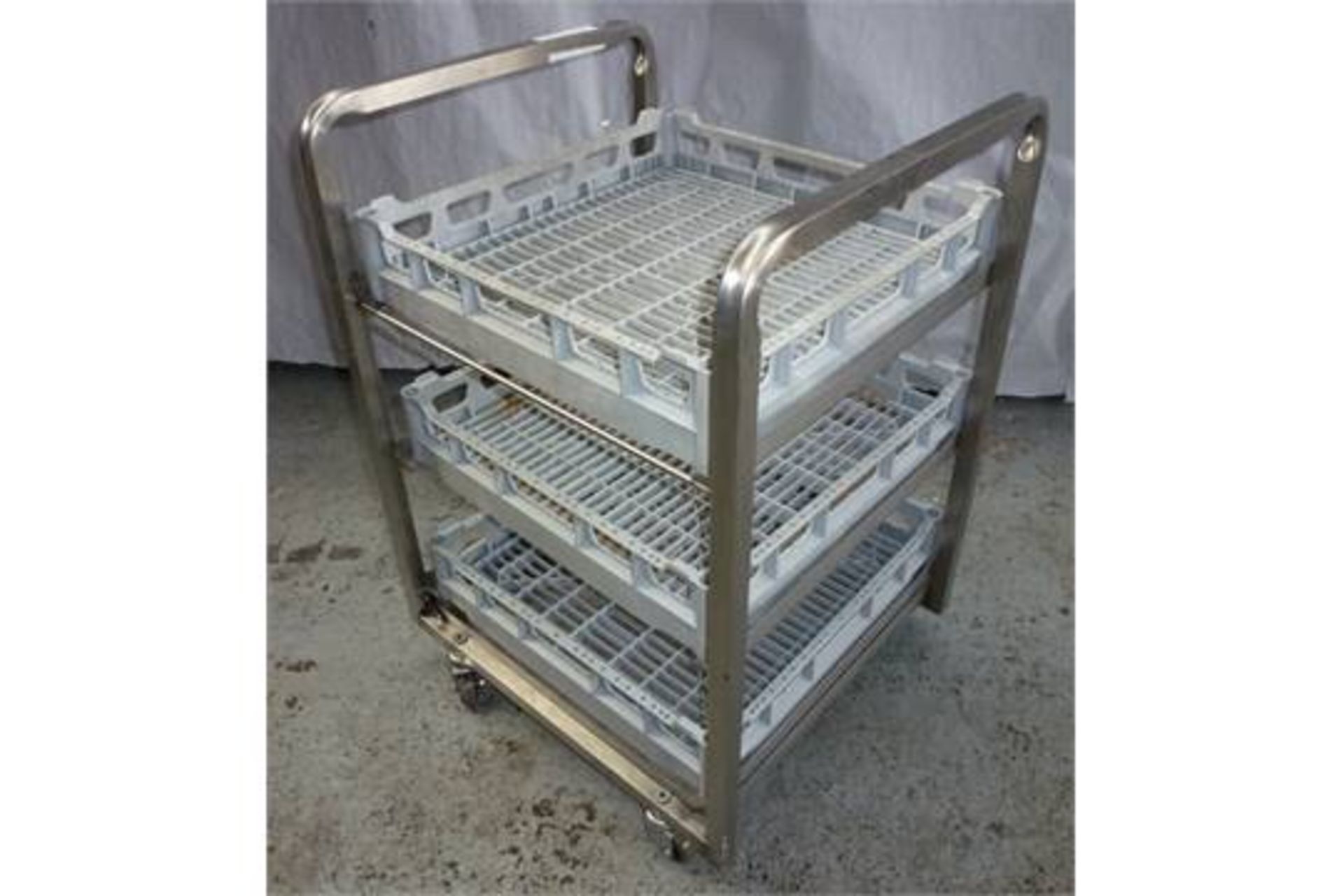 1 x Stainless Steel Pint Glass Pot Collector Trolly - 3 Tier Trolley With Removable Trays, Drip Tray - Image 3 of 6