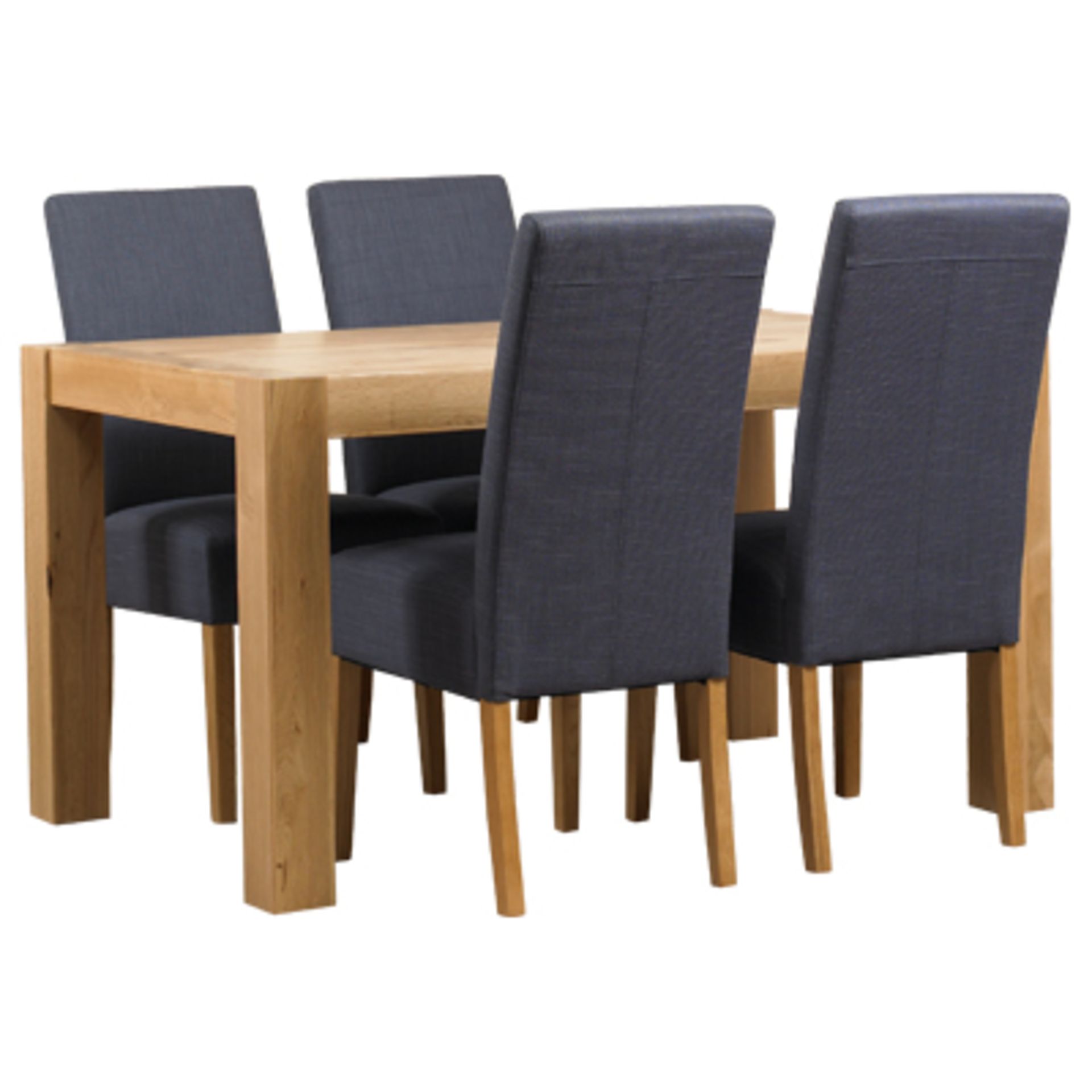 1 x Mark Webster Biscay Dining Table With Four Steel Fabric Chairs - Chunky Solid Oak With Oak