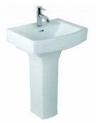 1 x Vogue Bathrooms FENZO Single Tap Hole SINK BASIN With Full Pedestal - Vogue Bathrooms - 600mm