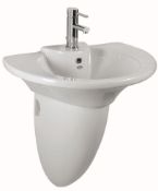 1 x Vogue Bathrooms TARIFA Single Tap Hole SINK BASIN with Semi Pedestal - 630mm Width - Brand New