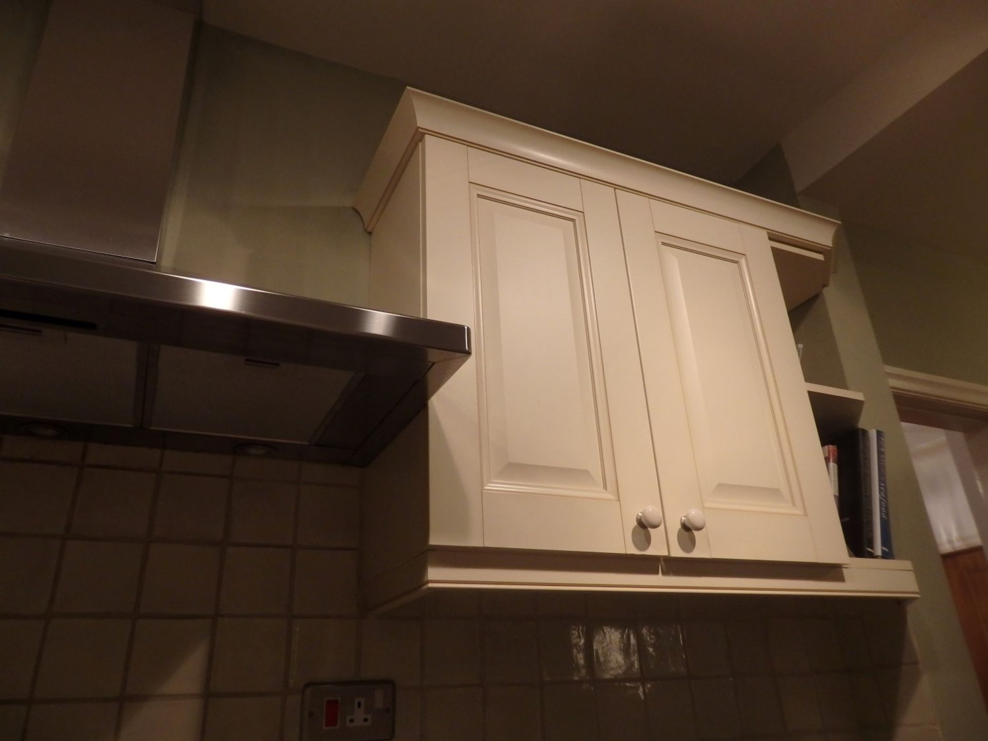 1 x Antique Cream Shaker Style Kitchen With Black Granite Worktops - Pewter and Glazed Porcelian - Image 15 of 24