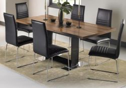 1 x Mark Webster San Diego Dining Table With Six Black Faux Leather Chairs - CL018 - Brand New Boxed