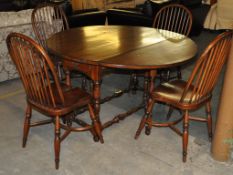 1 x 'Burlington' Traditional Drop Leaf Table in Solid Wood – Comes as a Set with 4 Matching Solid