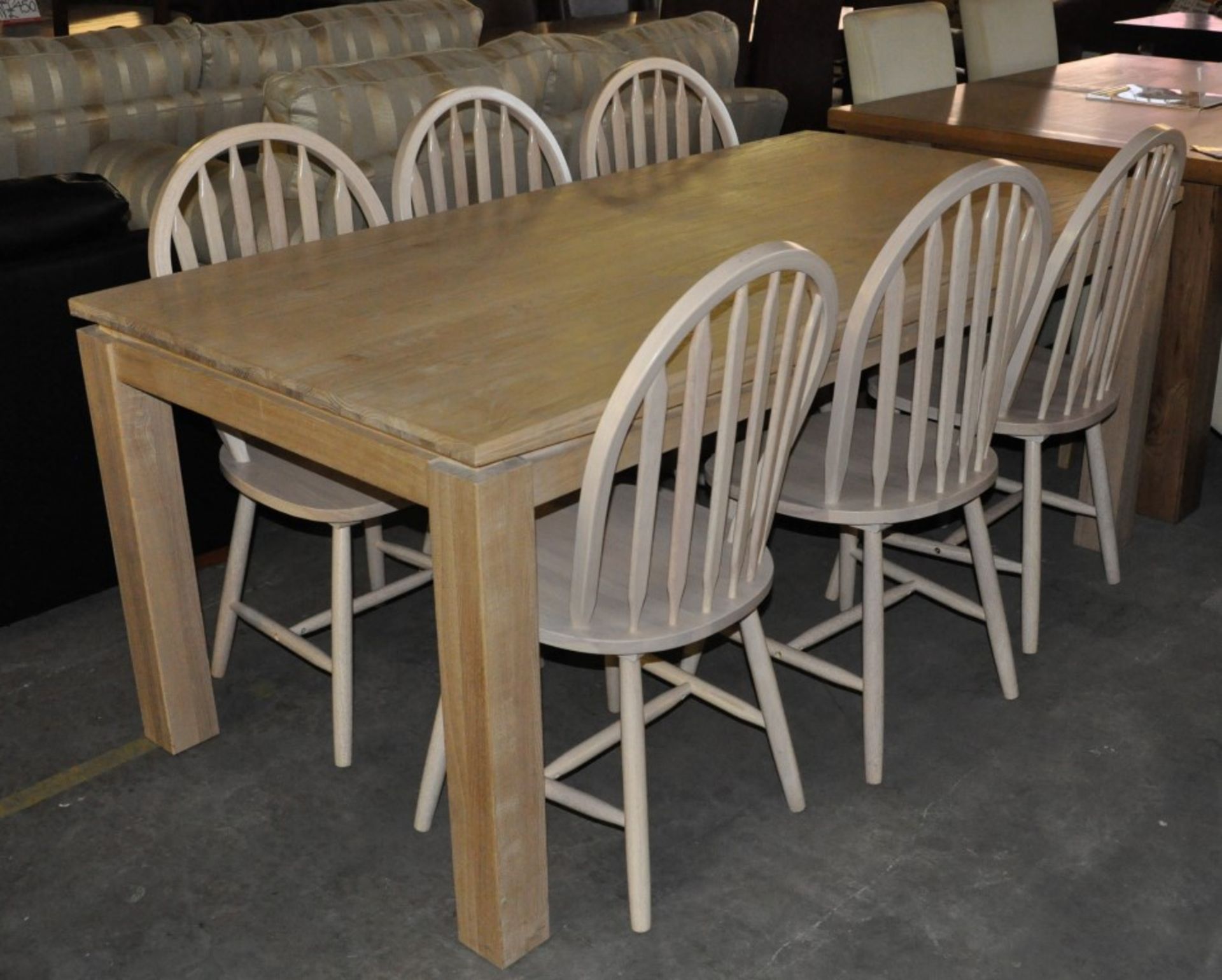 1 x Traditional Oak Wooden Table with 6 Chairs – Ex Display - Dimensions : 180x90cm – CH272 - - Image 2 of 8