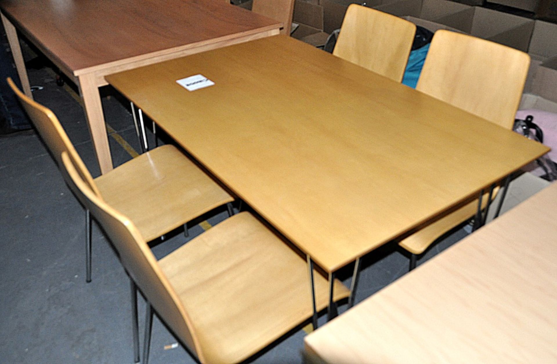 1 x Beech 4ft Table With 4 x Matching Beech Chairs - Ref CH002 – Features Metal Legs, and A - Image 2 of 4