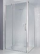 1 x MANHATTAN Minimal 800mm Hinged Shower Door & Side Panel – 800 x 2005mm – RIGHT HAND – Ref: