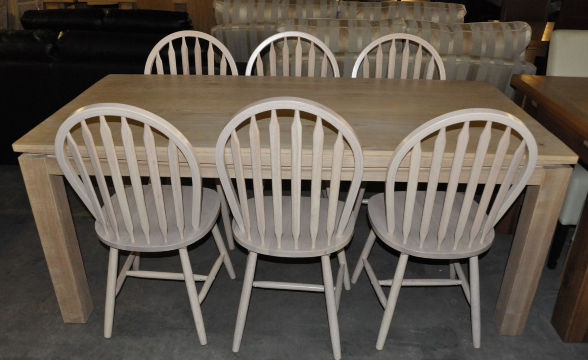 1 x Traditional Oak Wooden Table with 6 Chairs – Ex Display - Dimensions : 180x90cm – CH272 - - Image 3 of 8