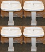 4 x Vogue Bathrooms ARTESIAN Two Tap Hole SINK BASINS With Pedestals - 600mm Width - Product Code