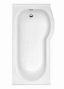 1 x Righ Hand P Shape Acrylic Bath With Curved Shower Screen - Includes Bath Feet - Brand New