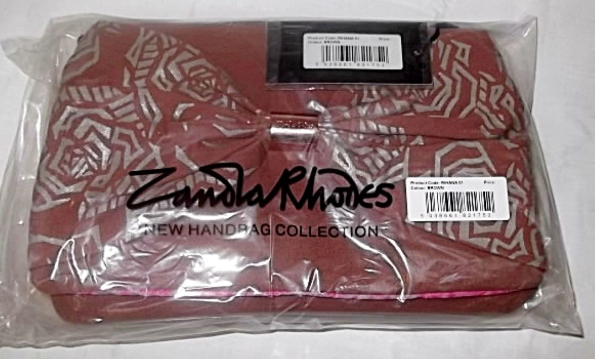 5 x Zandra Rhodes Women's "Rihanna 01" Clutch Bags - Denim - BROWN - Rose Print - Ref 87 - CL008 - - Image 2 of 2