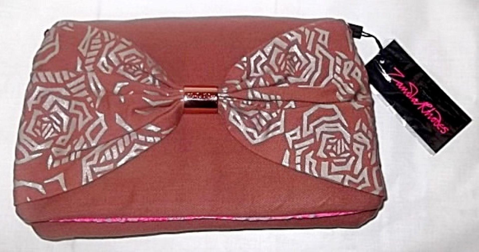 5 x Zandra Rhodes Women's "Rihanna 01" Clutch Bags - Denim - BROWN - Rose Print - Ref 87 - CL008 - - Image 3 of 4