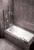 1 x Vogue Bathrooms Aqua Latus Bath Screen With Shelves - Polished Chrome Profile Finish -