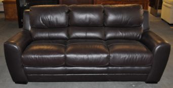 1 x Genuine Leather 3 Seater Sofa in Chocolate Brown – Design by Mark Webster – Ex Display -
