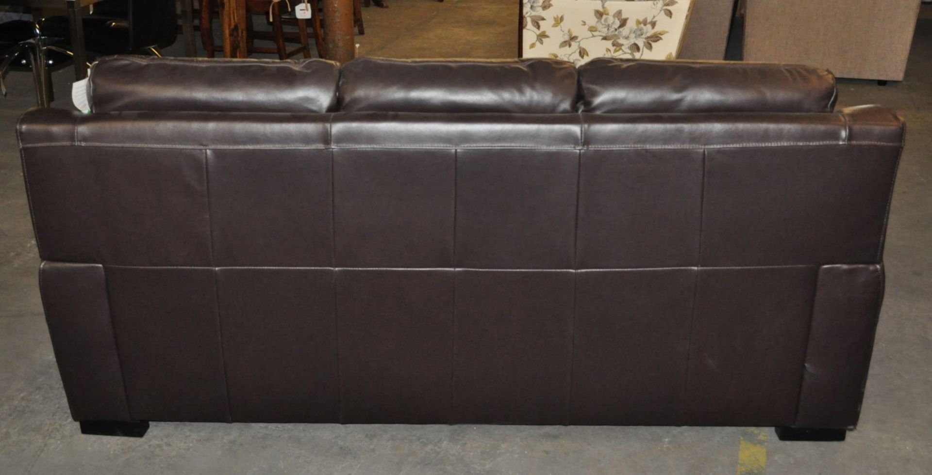 1 x Genuine Leather 3 Seater Sofa in Chocolate Brown – Design by Mark Webster – Ex Display - - Image 5 of 5