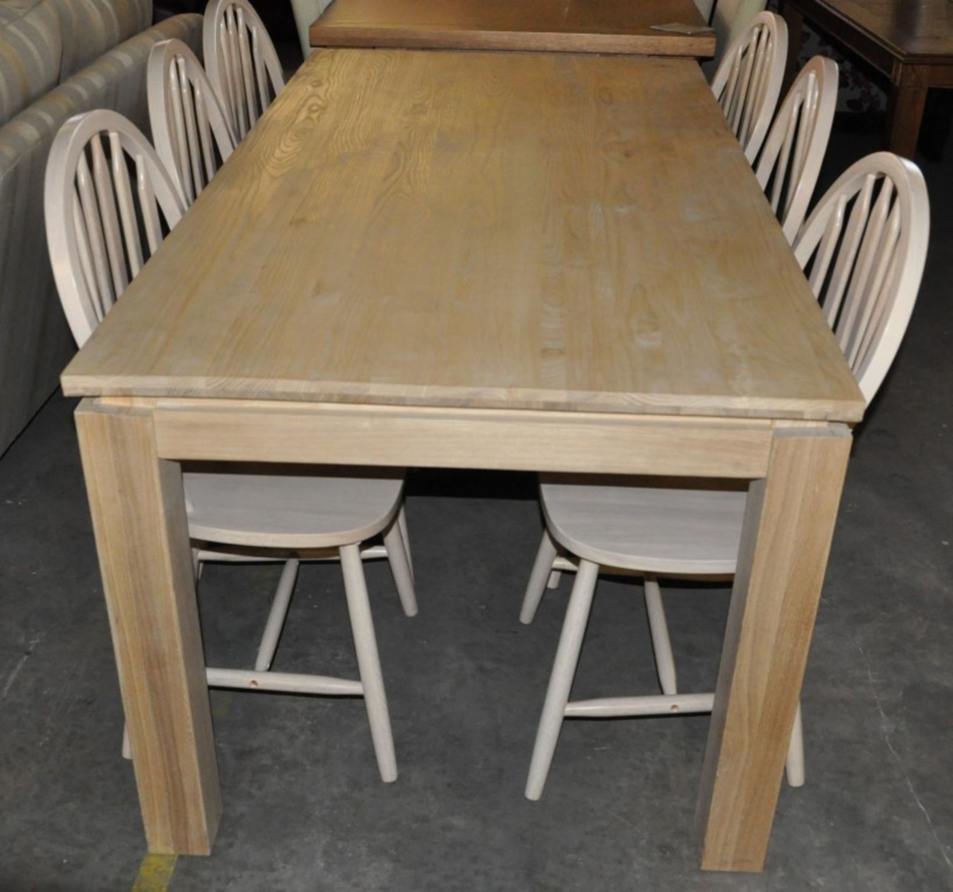 1 x Traditional Oak Wooden Table with 6 Chairs – Ex Display - Dimensions : 180x90cm – CH272 - - Image 7 of 8