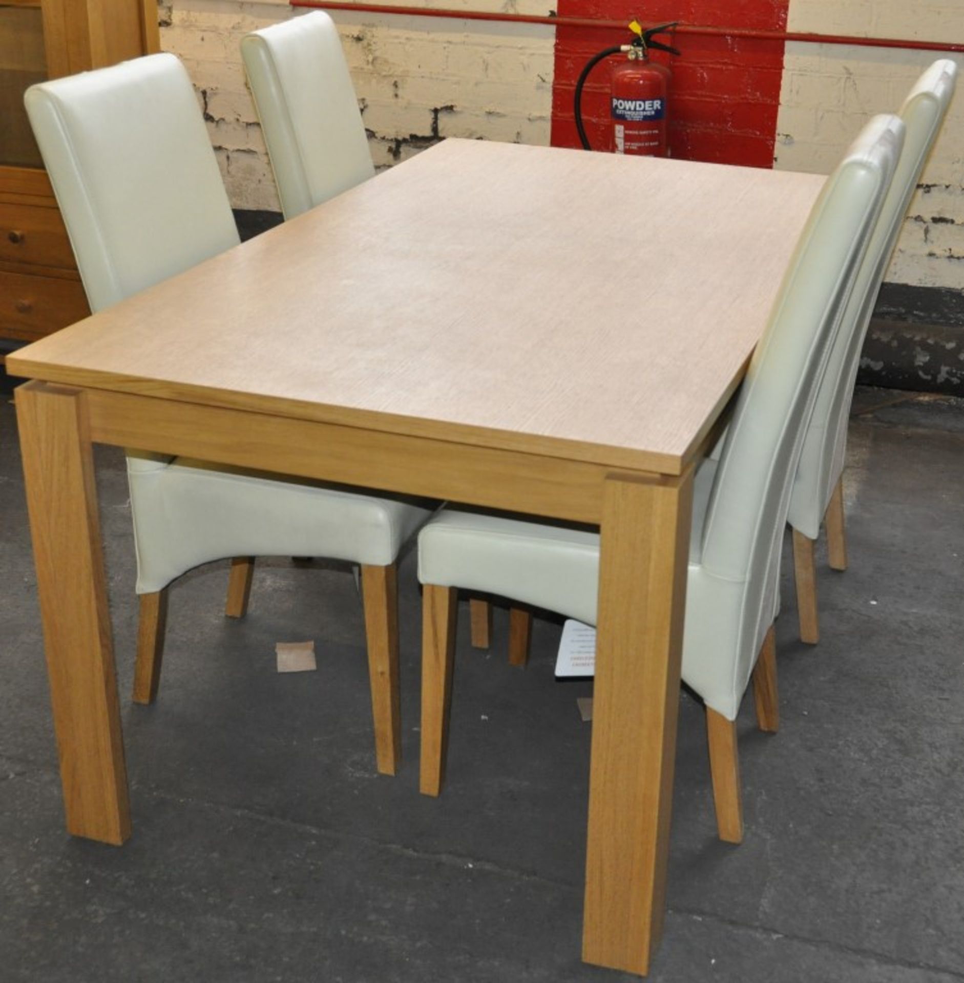 1 x Natural Oak Fixed Top Dining Table Set with 4 Luxurious Matching Chairs – Good Condition – Ex - Image 9 of 11